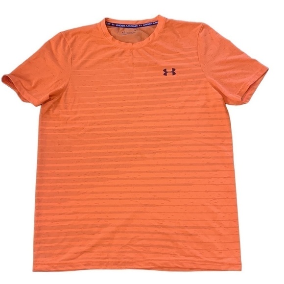 Under Armour Orange Black Short Sleeve Crew Neck‎ Activewear Shirt Size L - Picture 1 of 5